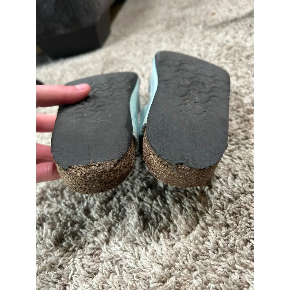 Birkenstock Arizona Kids Light Blue Two Strap Cork‎ Sandals Size 31